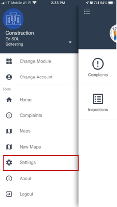 Settings box