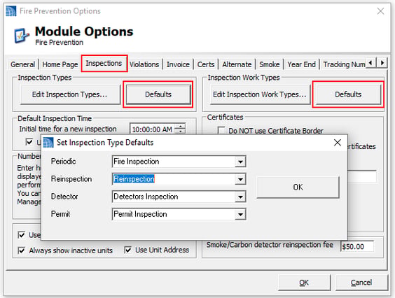 default inspection types